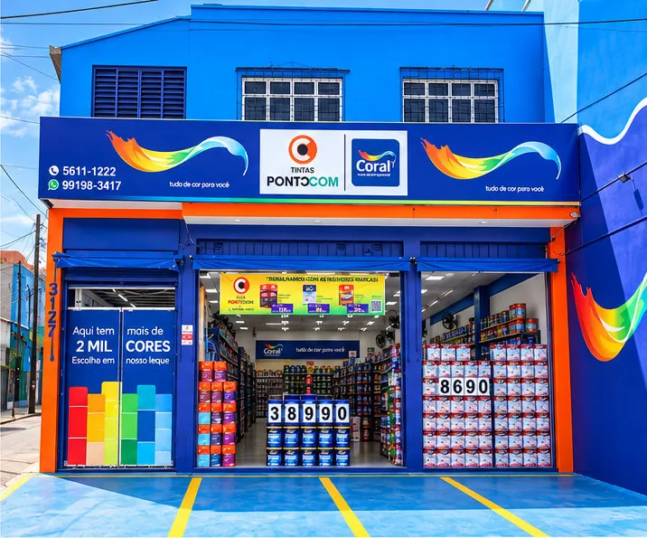Fachada da loja Tintas Ponto Com Sabará, na Av. Nossa Sra. de Sabará